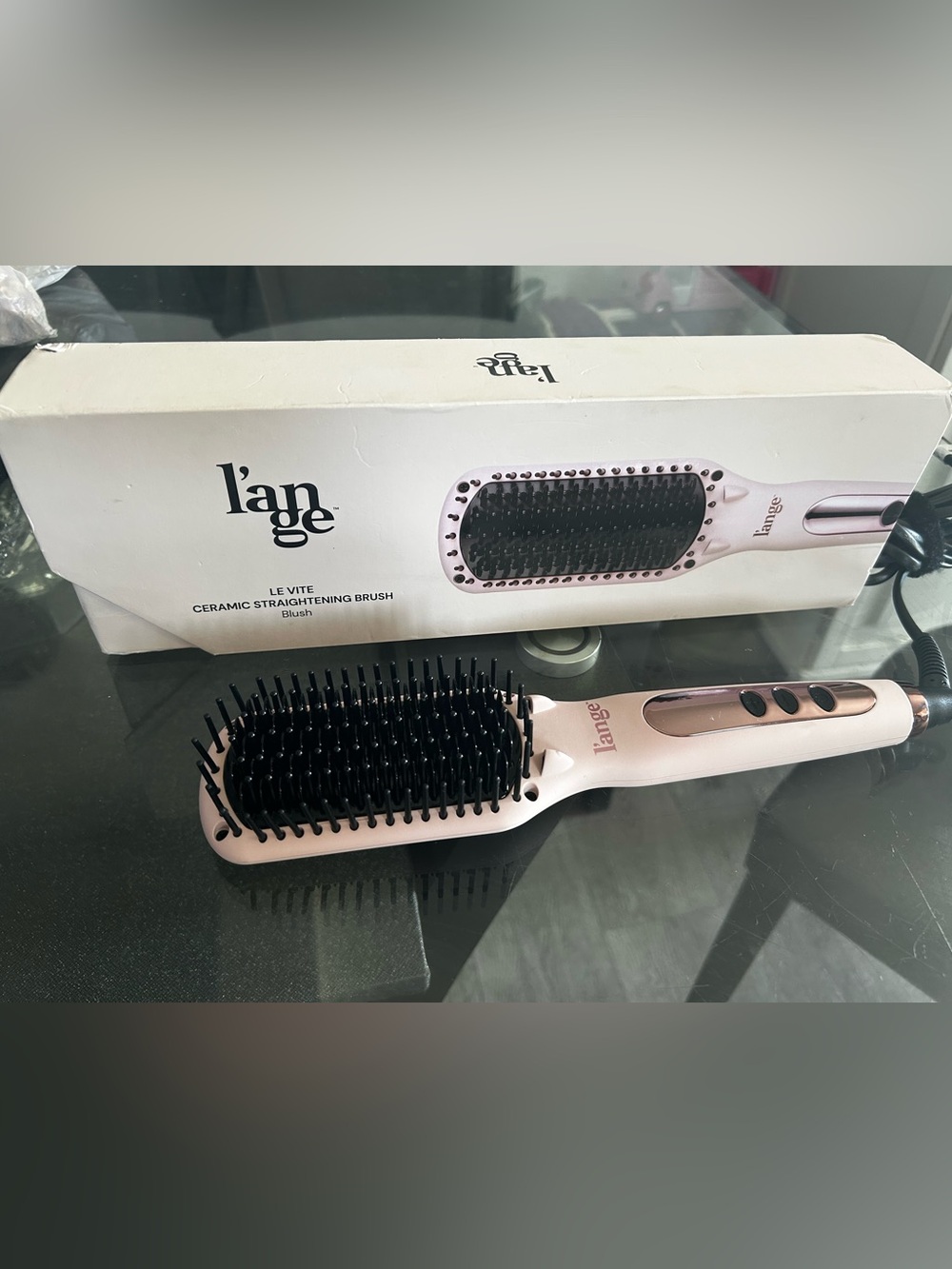 Lange Ceramic Straightening Brush in Blush Pink